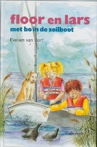Floor en Lars met Bo in de zeilboot - E. van Dort, Evelien van Dort